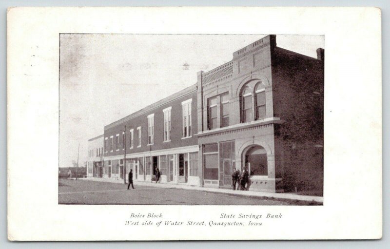 Qaasqueton Iowa~West Side Water Street~Boies Block~State Savings Bank~1911 