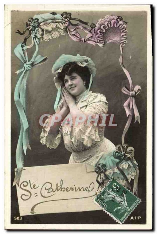 Old Postcard Fantasy Woman Ste Catherine Bonnet