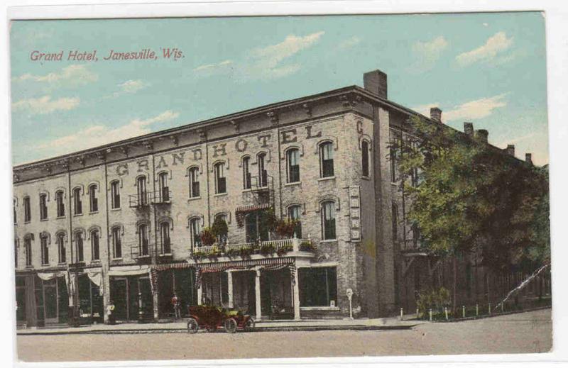 Grand Hotel Janesville Wisconsin 1910c postcard