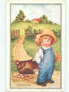 Divided-Back CHILDREN AT EASTER SCENE Great Postcard AA1757