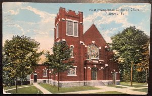 Vintage Postcard 1918 First Evangelical Lutheran Church, Ridgway, PA