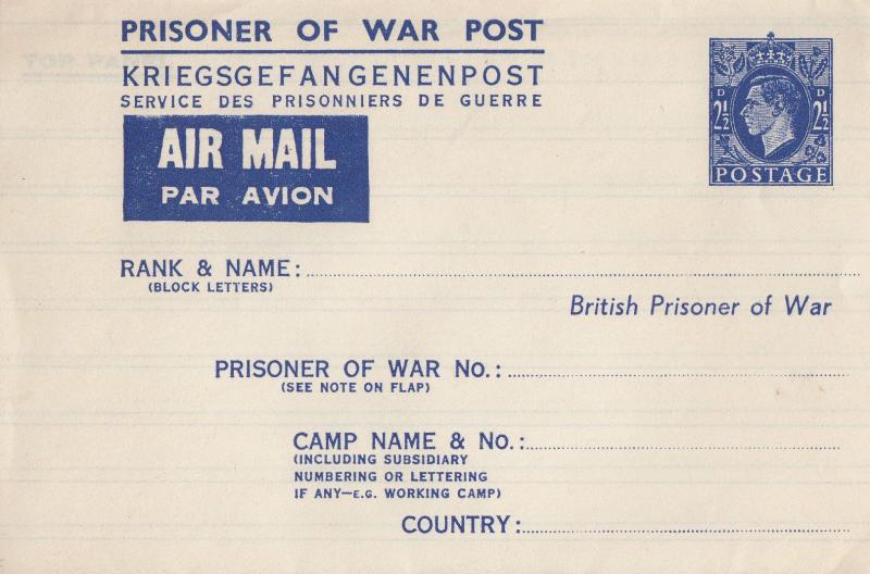 British Prisoner Of War WW2 Post French Camp EX Cover