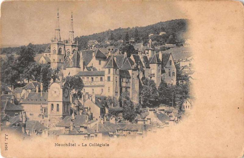 Neuchatel Austria La Collegiale Birds Eye View Antique Postcard J68428