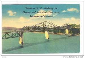 Travel On U.S. Highway 34, Modern Steel Concrete Bridge Crossing Missouri Riv...