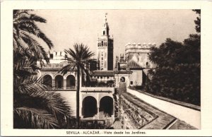 Spain Sevilla Alcazar Vista Desde Los Jardines Seville Vintage Postcard 09.06