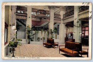 1932 Lobby Interior Hotel Marion & Restaurant Little Rock Arkansas AR Postcard