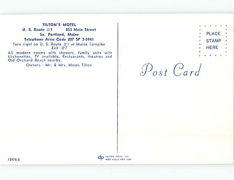 Unused Pre-1980 MOTEL SCENE South Portland Maine ME B5809
