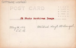 Memorial Day Parade, RPPC, All Women Suffrage Band in Patriotic Truck Float