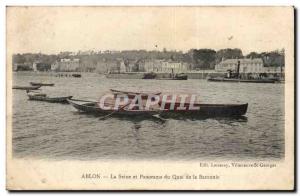 Ablon Old Postcard Seine and view of the dock of the barony