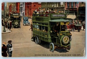 1924 New York City Postcard Double Deck Motor Bush Fifth Ave Motor Omnibuses