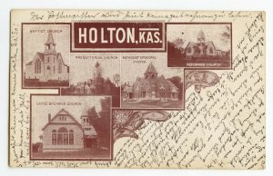 Postcard Churches of Holton Kas. Kansas Multi View Standard View Card