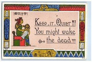 c1910's Egypt Humor Keep It Quiet You Might Wake The Dead Antique Postcard