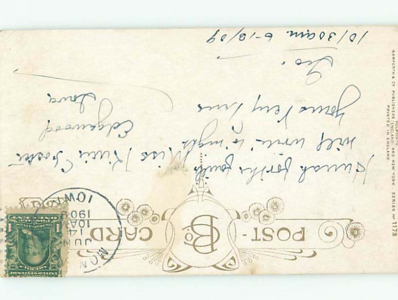 Bamforth Comic MAN SITTING ON WET PAINT PARK BENCH AB9947