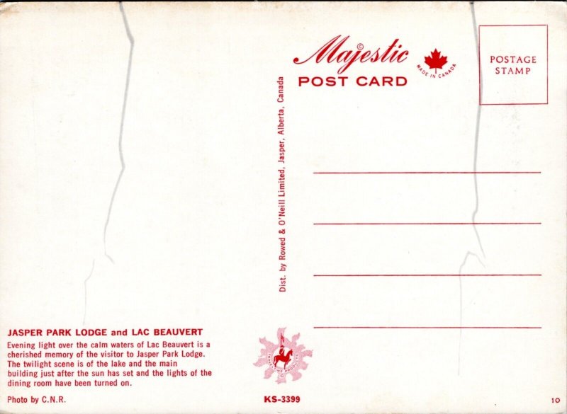 Postcard Canada Alberta - Jasper Park Lodge and Lac Beauvert