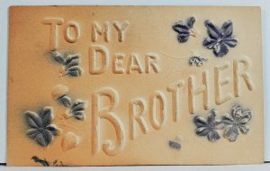 To My Dear Brother Embossed Airbrushed Owasso Mich Postcard L20