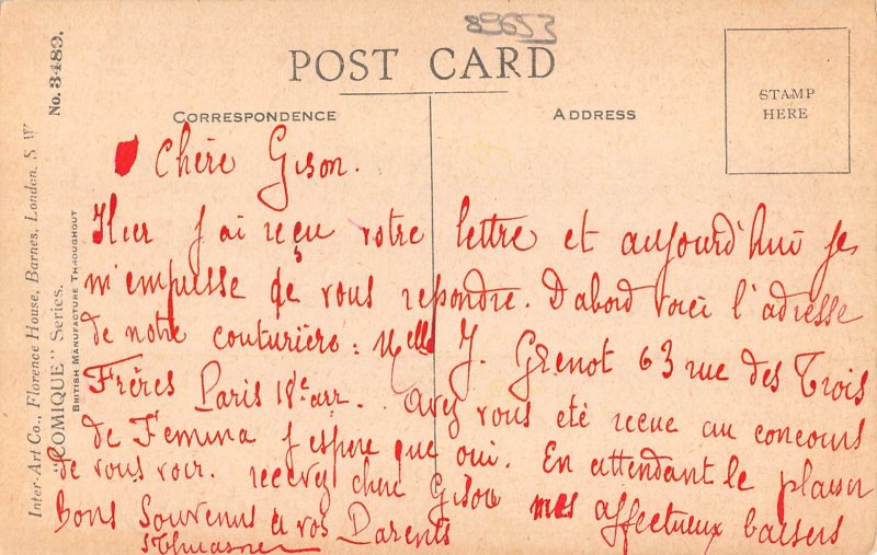 Animals Humanized Moonlight Black Cats Chimney Fire vintage postcard  B924