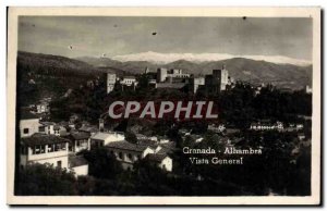 Postcard Old Granada Alhambra Vista General