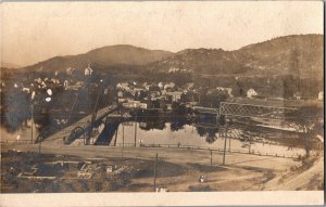 RPPC Real Photo View Overlooking Bellows Falls VT Vintage Postcard U06