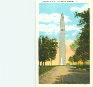 Bennington Vermont Battle Monument White Border Unused