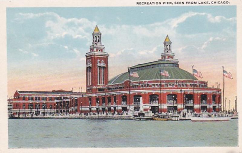 Illinois Chicago Recreation Pier Seen From Lake