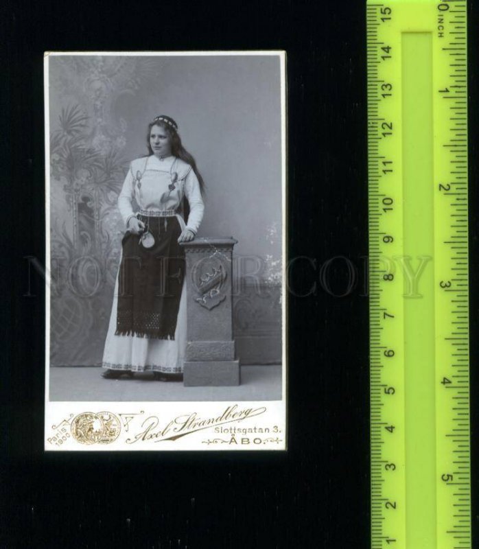 168592 Turku Finland lady in native Vintage CDV CABINET PHOTO