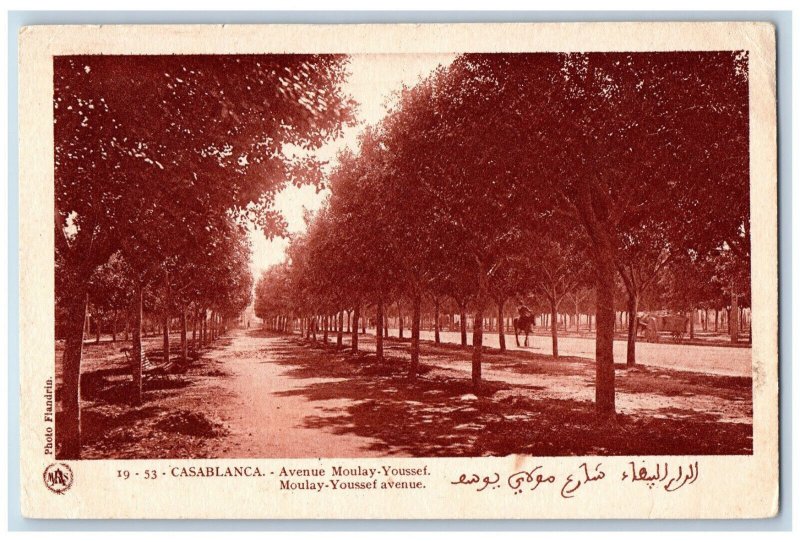 Casablanca Morocco Postcard Moulay Youssef Avenue c1940's Unposted Vintage