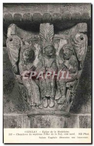 Postcard Old Vezelay Church of Seventh-Malteieine Capital Pillar of Nel north...