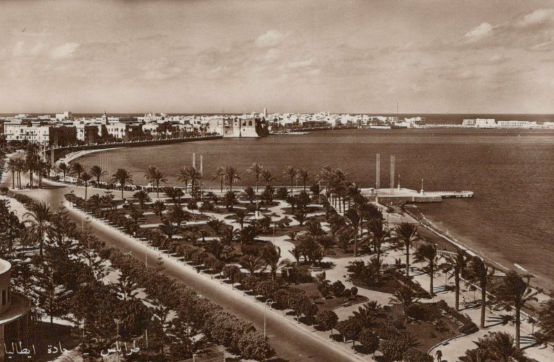 Tripoli Lungomare Along The Sea Posted Libya SAfrica Real Photo Vintage Postcard