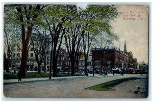 1908 Corner North And East Main Street Buildings Waterbury CT Posted Postcard