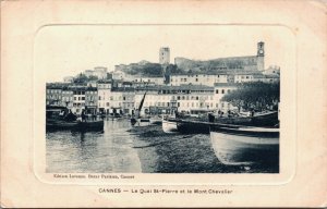 France Cannes Le Quai St-Pierre et le Mont Chevalier Vintage Postcard C165