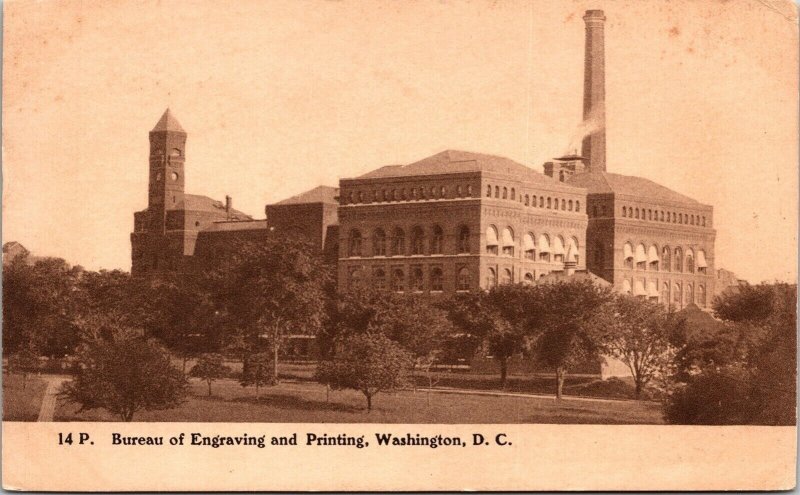 Bureau Engraving Printing Washington DC Antique Postcard UNP UDB Unused 