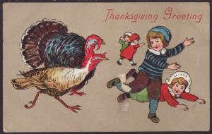 Thanksgiving Greeting,Turkey,Children Postcard