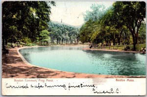 Frog Pond Boston Massachusetts MA Recreational Park Benches Trees Postcard