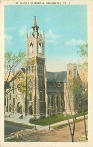 Burlington Vermont St Mary's Cathedral 1926 White Border Postcard