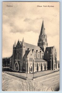 Örebro Örebro County Sweden Postcard Olaus Petri Church c1910 Antique Posted