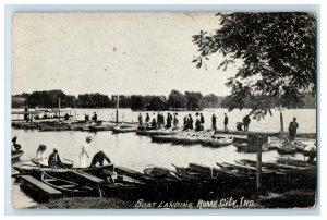 c1910 Boats, Boat Landing, Rome City Indiana IN Unposted Antique Postcard