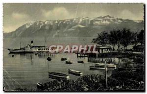 Modern Postcard The Port & # 39Ouchy and the Alps of Savoy Boat