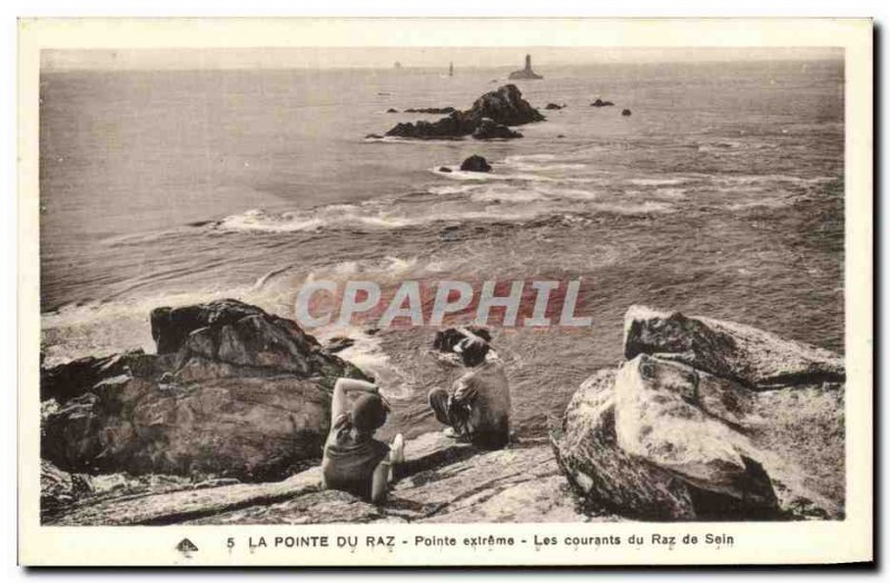 Old Postcard Pointe Du Raz Pointe extreme Breast Raz of Currents