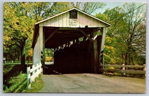 Boston Township Ohio~Everett Road Covered Bridge Over Furnace Run~Vtg Postcard