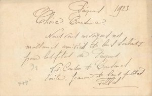 B502 Hand penciled flowers and bell Easter greetings card c.1923