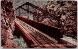 Hanging D & R G Railway Bridge In The Royal Gorge Colorado CO Postcard