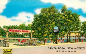 Postcard 1950s Santa Rosa Western Motel route 66 Teich occupation 24-5577