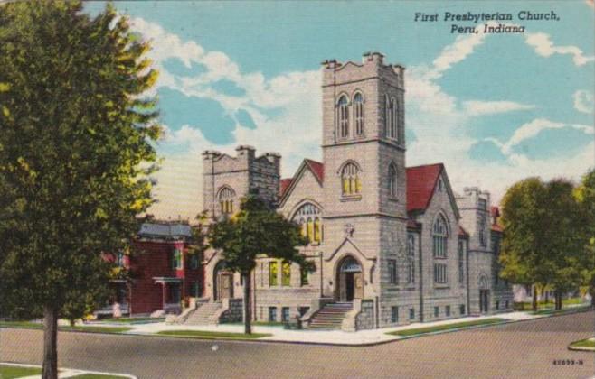 Indiana Peru First Presbyterian Church 1950 Curteich