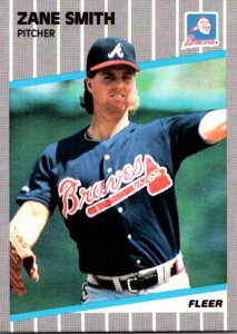 1989 Fleer Baseball Card Zane Smith Pitcher Atlanta Braves sun0668