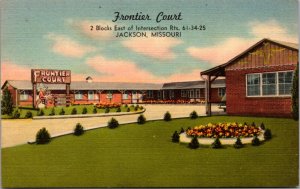 Linen Postcard Frontier Court Motel Routes 61-34-25 in Jackson, Missouri