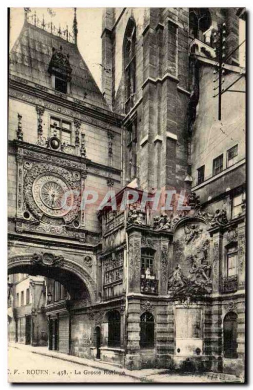 Rouen Old Postcard The big clock Clock