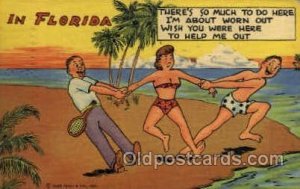 5F-Tropical Florida Comics Tennis postal used unknown corner wear, postal use...