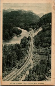 Empire Builder Train in Kootenai Canyon Flathead River MT Vintage Postcard I73