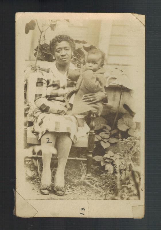 Mint Postcard Black Americana RPPC Well Dressed African American Woman baby Girl