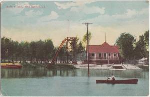 c1910 DES MOINES Iowa Ia Postcard BATH HOUSE Water SLIDE Ride Boat
